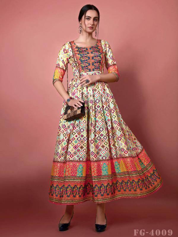 Fg Jennifer 4006 Fancy Chinon Anarkali Long Kurti Collection